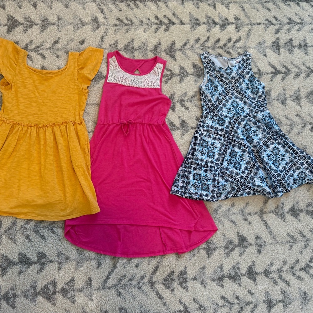 Girls Dress Set Size 7-8 - Yellow, Pink, and Blue